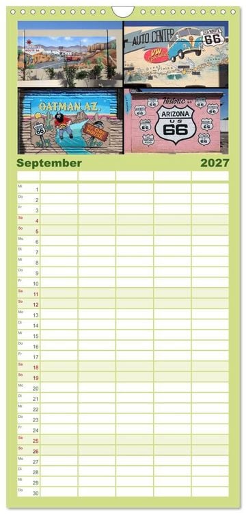 Produktbild: Familienplaner 2027 - Route 66 im S&uuml;dwesten mit 5 Spalten (Wandkalender, 21 x 45 cm) CALVENDO