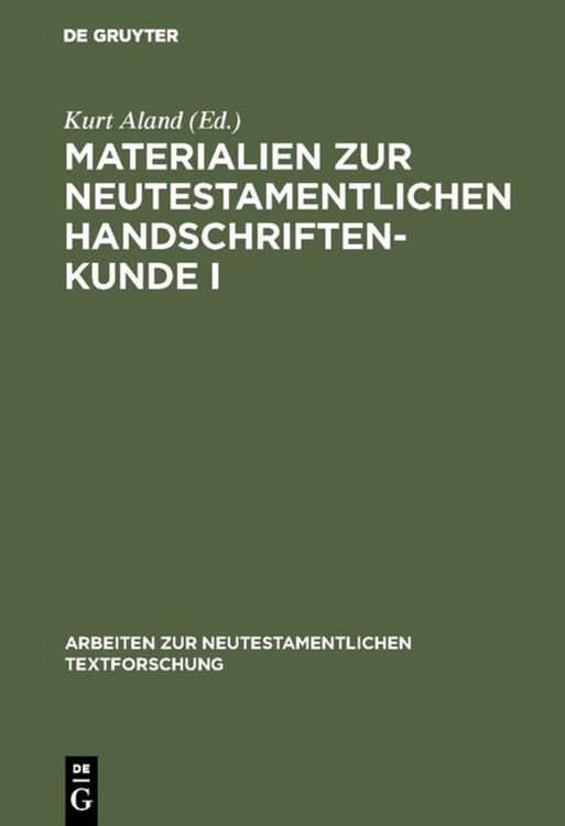 Produktbild: Materialien zur neutestamentlichen Handschriftenkunde I