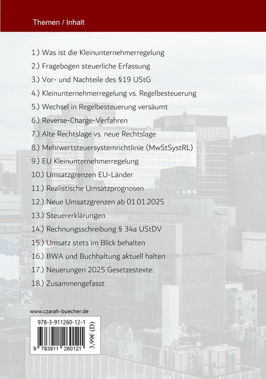 Produktbild: Kleinunternehmerregelung &sect;19 UStG ab 2025