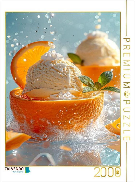 Produktbild: CALVENDO Puzzle Maracuja-Eis in einer Orangenschale und Minzebl&auml;ttchen | 2000 Teile Lege-Gr&ouml;&szlig;e 90x67cm Foto-Puzzle f&uuml;r gl&uuml;ckliche Stunden