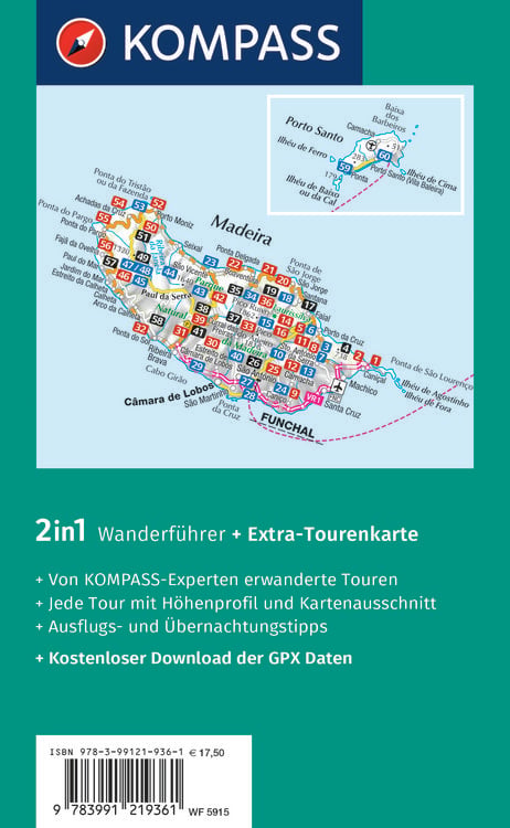 Produktbild: KOMPASS Wanderf&uuml;hrer Madeira, 60 Touren mit Extra-Tourenkarte