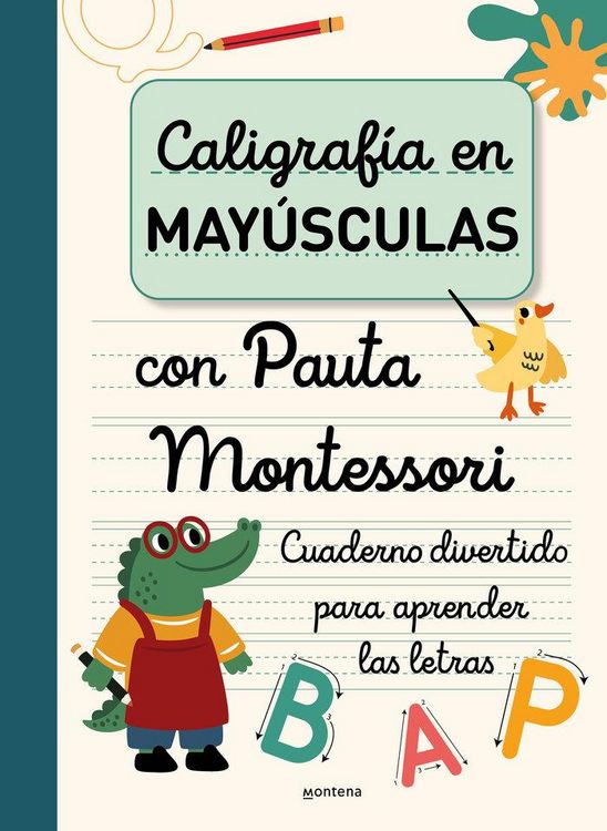 Produktbild: Caligraf&iacute;a en may&uacute;sculas con pauta Montessori : cuaderno para aprender las letras