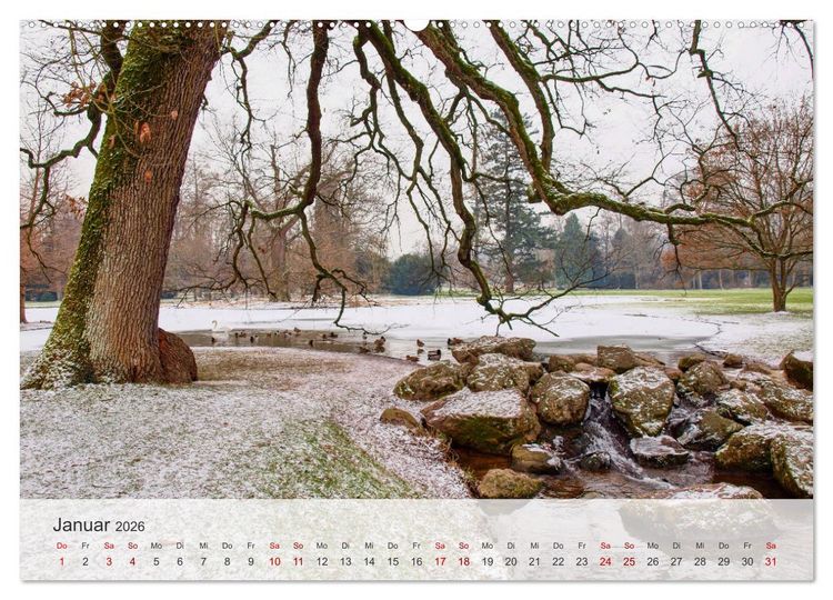Produktbild: Schloss Favorite &ndash; Ein Park im Wandel der Jahreszeiten (hochwertiger Premium Wandkalender 2026 DIN A2 quer), Kunstdruck in Hochglanz