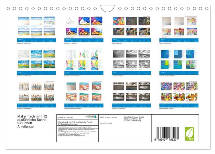 Produktbild: Mal einfach mit ! 12 ausf&uuml;hrliche Schritt f&uuml;r Schritt Anleitungen (Wandkalender 2026 DIN A4 quer), CALVENDO Monatskalender