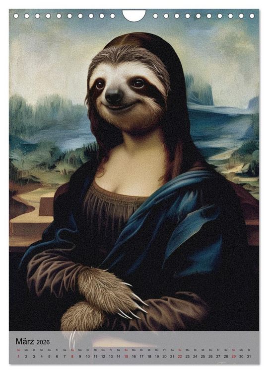 Produktbild: Sloth Art Originals ... eine faultierlangsame Reise durch die Kunstgeschichte (Wandkalender 2026 DIN A4 hoch), CALVENDO Monatskalender