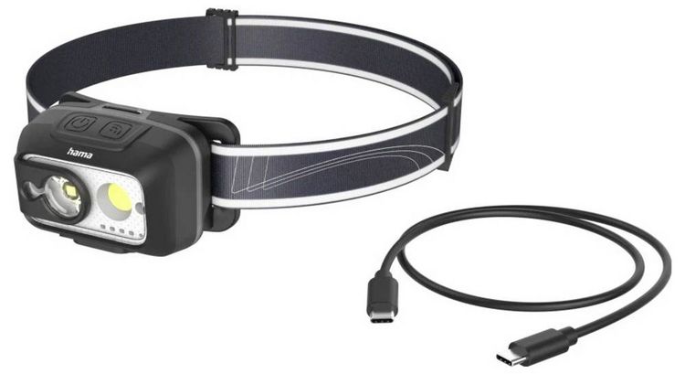 Produktbild: Hama LED-Stirnlampe "HL500-C", mit Akku, Kopflampe zum Joggen, Arbeiten, 4 Modi 00228609 Stirnlampe 120 g