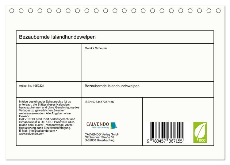 Produktbild: Bezaubernde Islandhundewelpen (Tischkalender 2026 DIN A5 quer), CALVENDO Monatskalender
