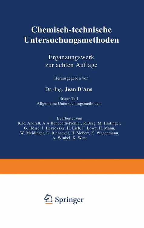 Produktbild: Chemisch-technische Untersuchungsmethoden Erg&auml;nzungswerk zur achten Auflage