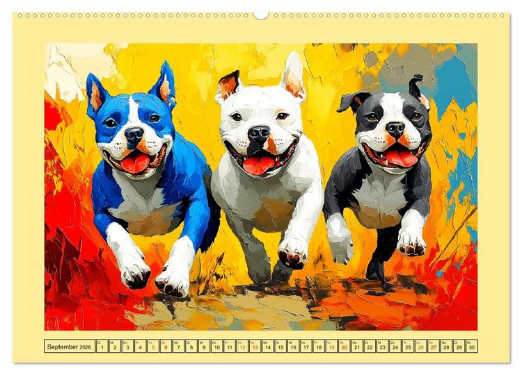 Produktbild: Pit Bulls und Familie. Bunte Bull Breed Sch&ouml;nheiten (Wandkalender 2026 DIN A2 quer), CALVENDO Monatskalender