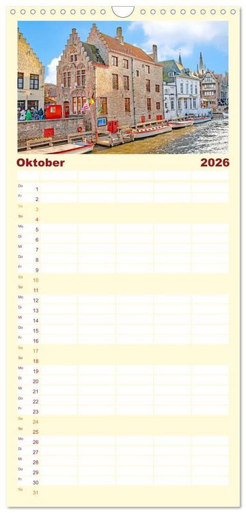 Produktbild: Familienplaner 2026 - Br&uuml;gge - malerische Stadt mit Charme mit 5 Spalten (Wandkalender, 21 x 45 cm) CALVENDO