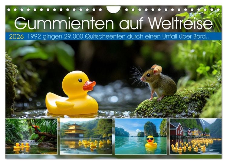 Produktbild: Gummienten auf Weltreise (Wandkalender 2026 DIN A4 quer), CALVENDO Monatskalender
