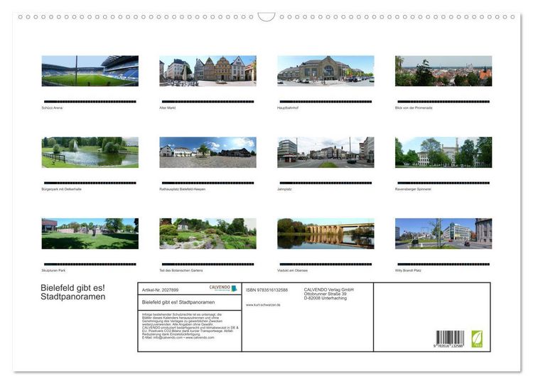Produktbild: Bielefeld gibt es! Stadtpanoramen (Wandkalender 2026 DIN A2 quer), CALVENDO Monatskalender