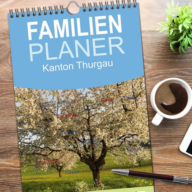Produktbild: Familienplaner 2026 - Kanton Thurgau mit 5 Spalten (Wandkalender, 21 x 45 cm) CALVENDO