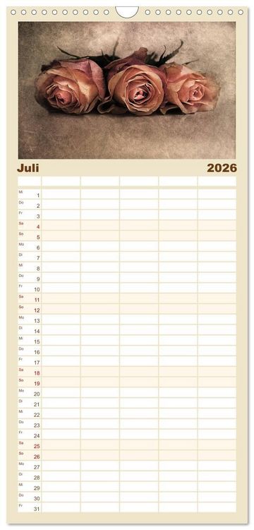 Produktbild: Familienplaner 2026 - Momente in Rosa mit 5 Spalten (Wandkalender, 21 x 45 cm) CALVENDO