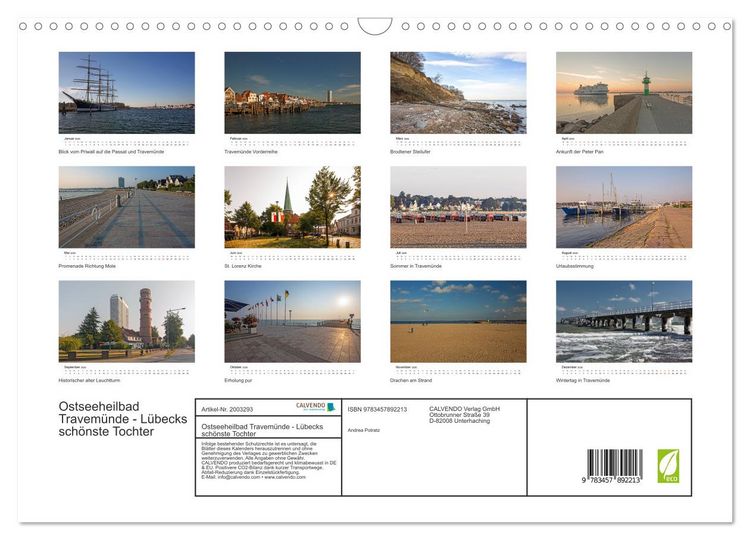 Produktbild: Ostseeheilbad Travem&uuml;nde - L&uuml;becks sch&ouml;nste Tochter (Wandkalender 2026 DIN A3 quer), CALVENDO Monatskalender