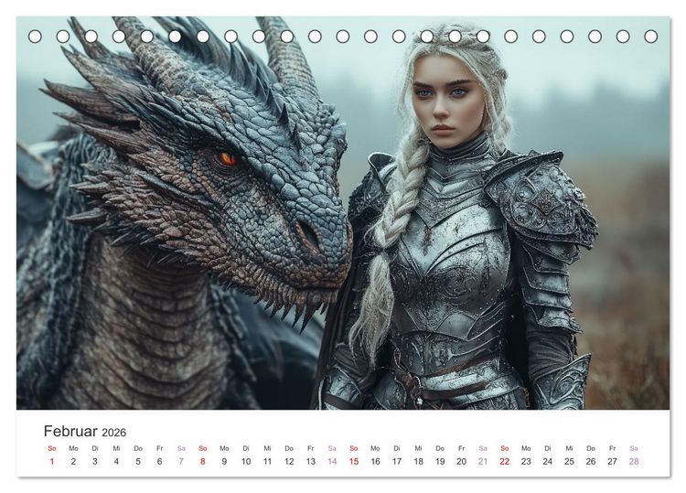 Produktbild: Von Elfen, Drachen und Zauberern - Ein Blick in fantastische Welten (Tischkalender 2026 DIN A5 quer), CALVENDO Monatskalender