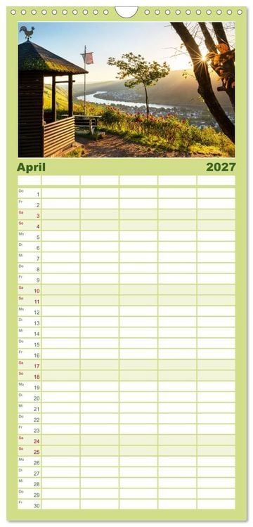 Produktbild: Familienplaner 2027 - Unterwegs - Rhein-Burgen-Weg mit 5 Spalten (Wandkalender, 21 x 45 cm) CALVENDO