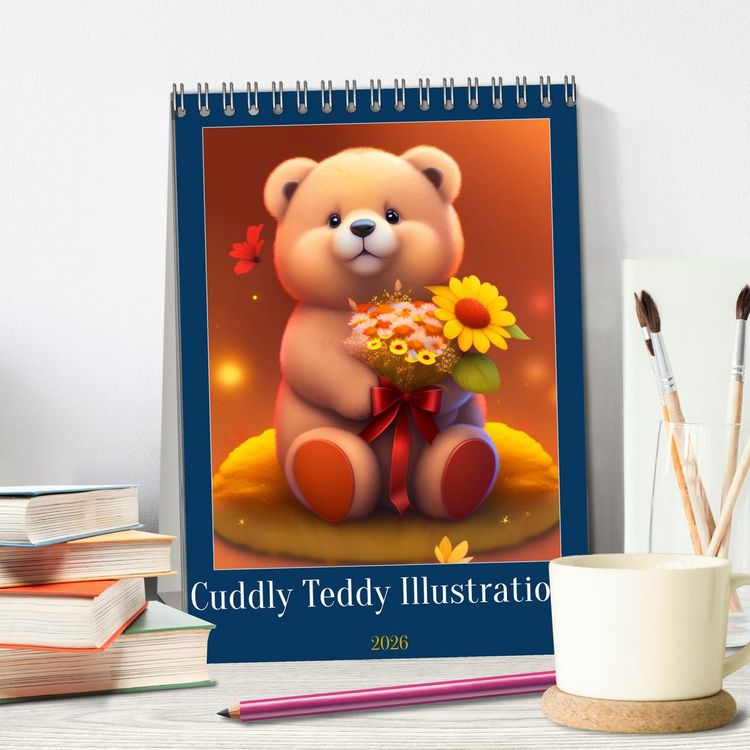 Produktbild: Cuddly Teddy Illustrations (Desk Calendar 2026 DIN A5 portrait), CALVENDO 12 Month DeskCalendar
