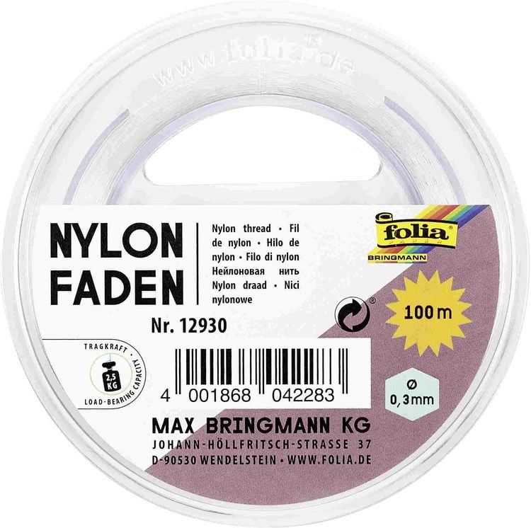 Produktbild: Folia  Nylonfaden auf Spule,  0,3mmx100m, transparent