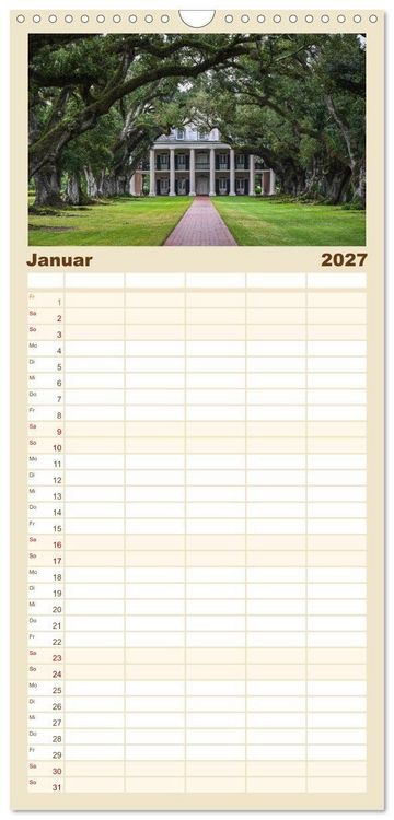 Produktbild: Familienplaner 2027 - Louisiana - S&uuml;mpfe und Plantagenh&auml;user mit 5 Spalten (Wandkalender, 21 x 45 cm) CALVENDO