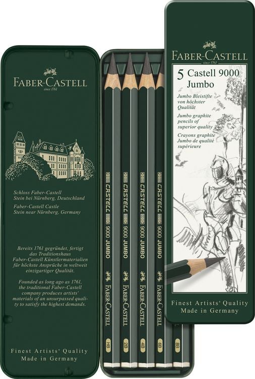 Produktbild: Faber-Castell Bleistifte Castell 9000 Jumbo HB 2B 4B 6B 8B, 5er Set