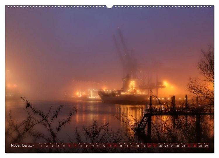 Produktbild: Magic Nights Containerschiffe (hochwertiger Premium Wandkalender 2027 DIN A2 quer), Kunstdruck in Hochglanz