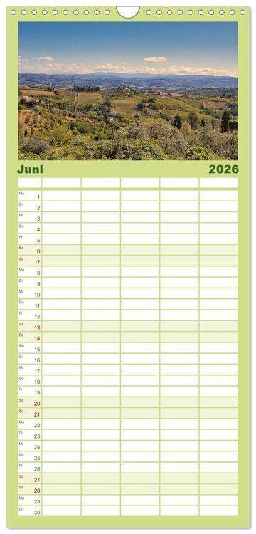Produktbild: Familienplaner 2026 - Impressionen aus San Gimignano mit 5 Spalten (Wandkalender, 21 x 45 cm) CALVENDO