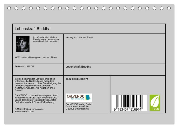 Produktbild: Lebenskraft Buddha (Tischkalender 2026 DIN A5 quer), CALVENDO Monatskalender