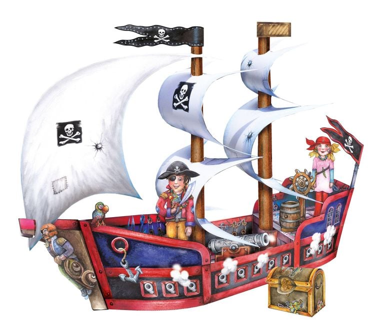 Produktbild: Piratenschiff basteln Bastelbogen Ausschneidebogen f&uuml;r Kinder ab 6+