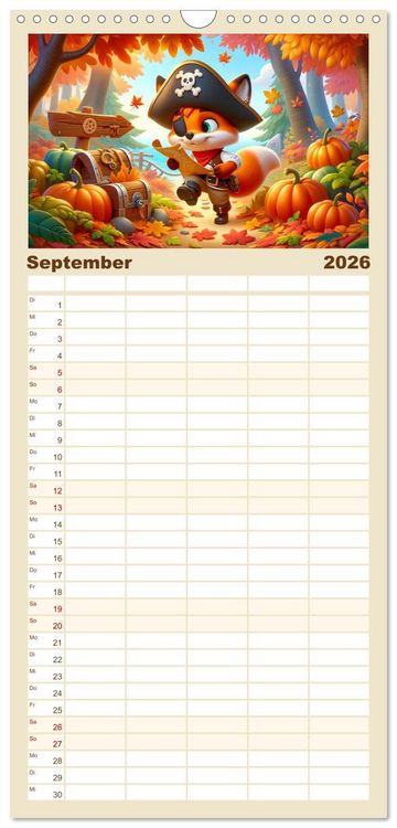 Produktbild: Familienplaner 2026 - Kleine Piraten, Gro&szlig;e Tr&auml;ume" - Ein Kalender f&uuml;r junge Entdecker mit 5 Spalten (Wandkalender, 21 x 45 cm) CALVENDO