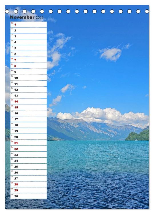 Produktbild: Schweizer Ansichten - Berge, Fl&uuml;sse und Seen in der Schweiz (Tischkalender 2026 DIN A5 hoch), CALVENDO Monatskalender
