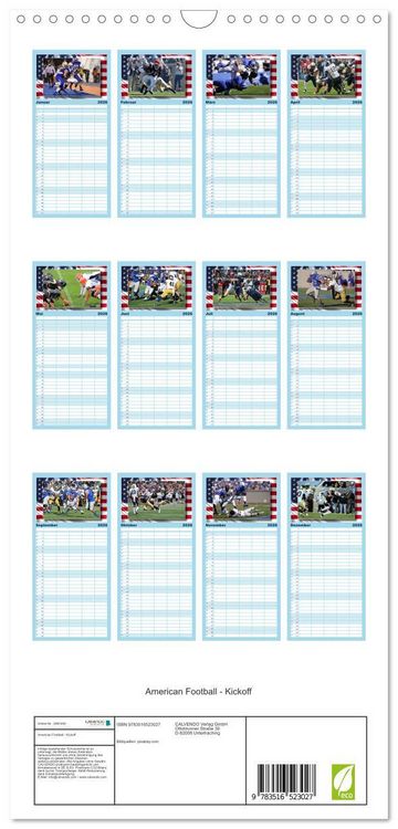 Produktbild: Familienplaner 2026 - American Football - Kickoff mit 5 Spalten (Wandkalender, 21 x 45 cm) CALVENDO