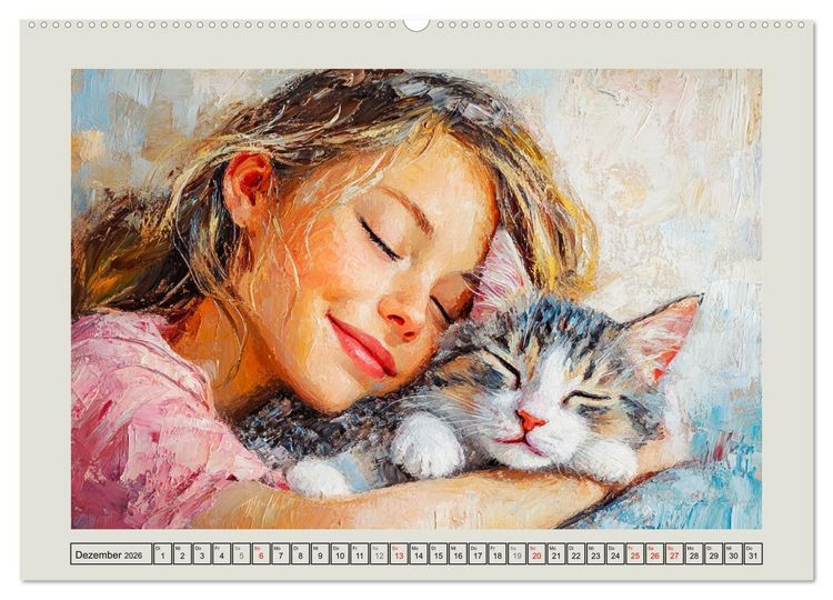 Produktbild: Zweisamkeit in Farben. Katzen und Menschen in Harmonie (Wandkalender 2026 DIN A2 quer), CALVENDO Monatskalender