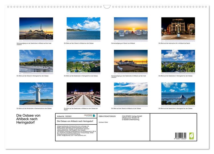 Produktbild: Die Ostsee von Ahlbeck nach Heringsdorf (Wandkalender 2026 DIN A2 quer), CALVENDO Monatskalender