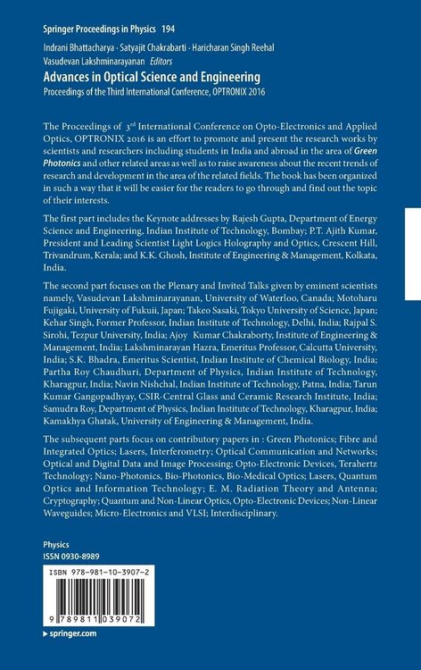 Produktbild: Advances in Optical Science and Engineering