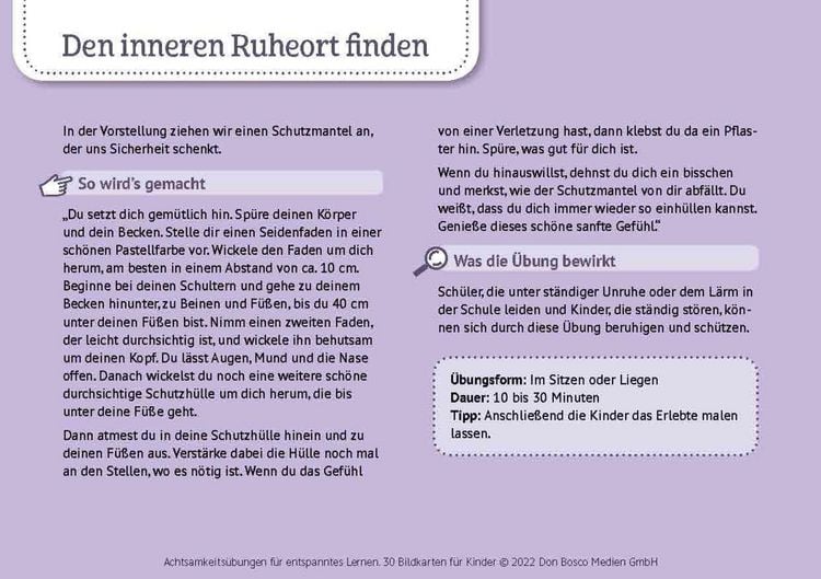 Produktbild: Achtsamkeitsübungen für entspanntes Lernen. 30 Bildkarten für Kinder