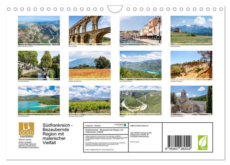 Produktbild: S&uuml;dfrankreich - Bezaubernde Region mit malerischer Vielfalt (Wandkalender 2026 DIN A4 quer), CALVENDO Monatskalender