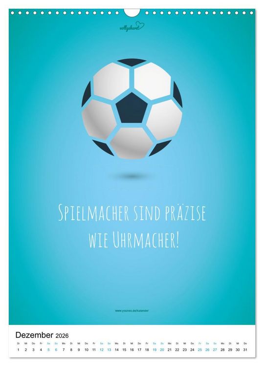 Produktbild: vollgeherzt: Der lustige Zitate-Wandkalender f&uuml;r Fu&szlig;ballfans und Sportbegeisterte! (Wandkalender 2026 DIN A3 hoch), CALVENDO Monatskalender