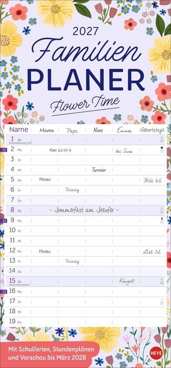 Produktbild: Deko-Familienplaner Flower Time 2027