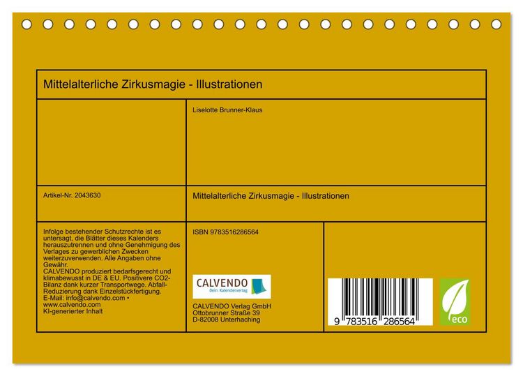 Produktbild: Mittelalterliche Zirkusmagie - Illustrationen (Tischkalender 2026 DIN A5 quer), CALVENDO Monatskalender