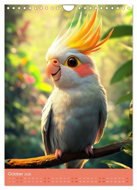 Produktbild: Cockatiel Chirpy Moments (Wall Calendar 2026 DIN A4 portrait), CALVENDO 12 Month Wall Calendar
