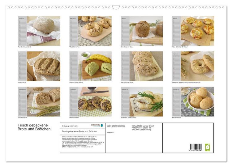 Produktbild: Frisch gebackene Brote und Br&ouml;tchen (Wandkalender 2026 DIN A2 quer), CALVENDO Monatskalender
