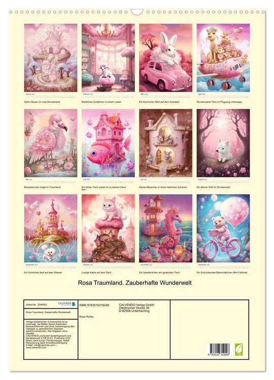 Produktbild: Rosa Traumland. Zauberhafte Wunderwelt (Wandkalender 2026 DIN A2 hoch), CALVENDO Monatskalender