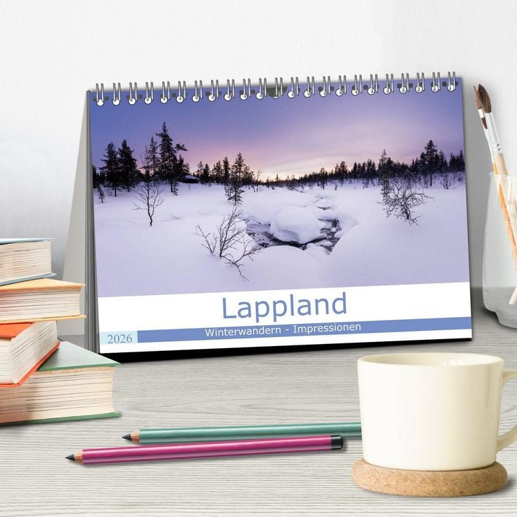 Produktbild: Lappland - Winterwandern Impressionen (Tischkalender 2026 DIN A5 quer), CALVENDO Monatskalender