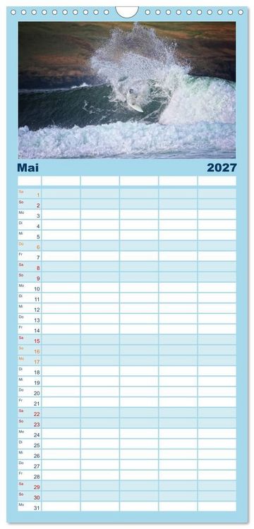 Produktbild: Familienplaner 2027 - Faszination Surfen mit 5 Spalten (Wandkalender, 21 x 45 cm) CALVENDO