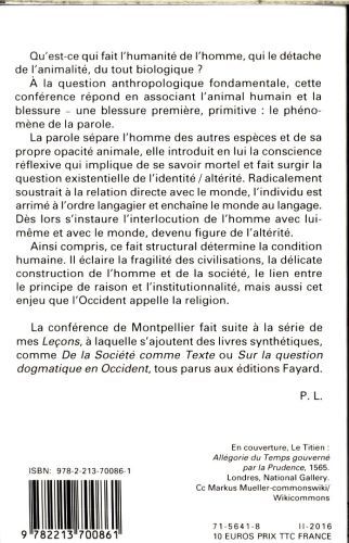 Produktbild: L'animal humain et les suites de sa blessure