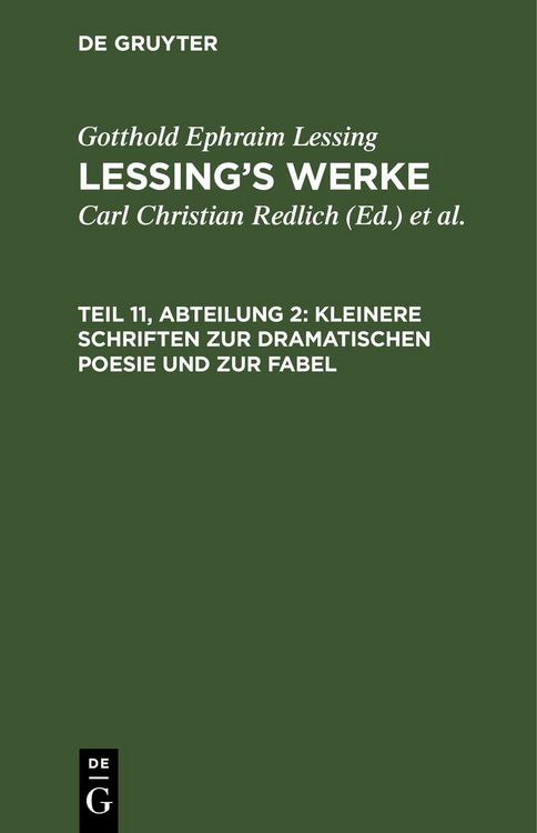 Produktbild: Kleinere Schriften zur dramatischen Poesie und zur Fabel