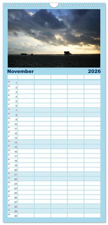 Produktbild: Familienplaner 2026 - Nordsee - Lichtstimmungen an der K&uuml;ste mit 5 Spalten (Wandkalender, 21 x 45 cm) CALVENDO