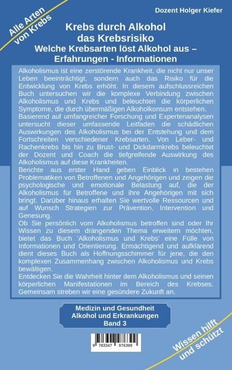 Produktbild: Krebs durch Alkohol das Krebsrisiko