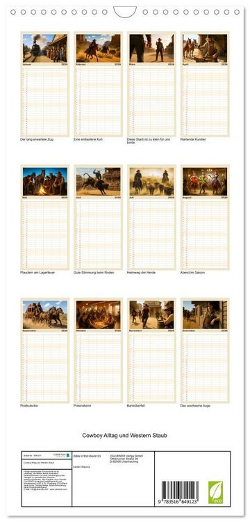 Produktbild: Familienplaner 2026 - Cowboy Alltag und Western Staub mit 5 Spalten (Wandkalender, 21 x 45 cm) CALVENDO